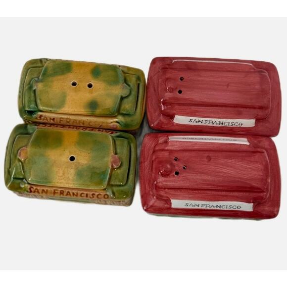 Lot 2 Vintage Ceramic Salt & Pepper Shakers San Francisco Cable Car Trolleys - Picture 4 of 10